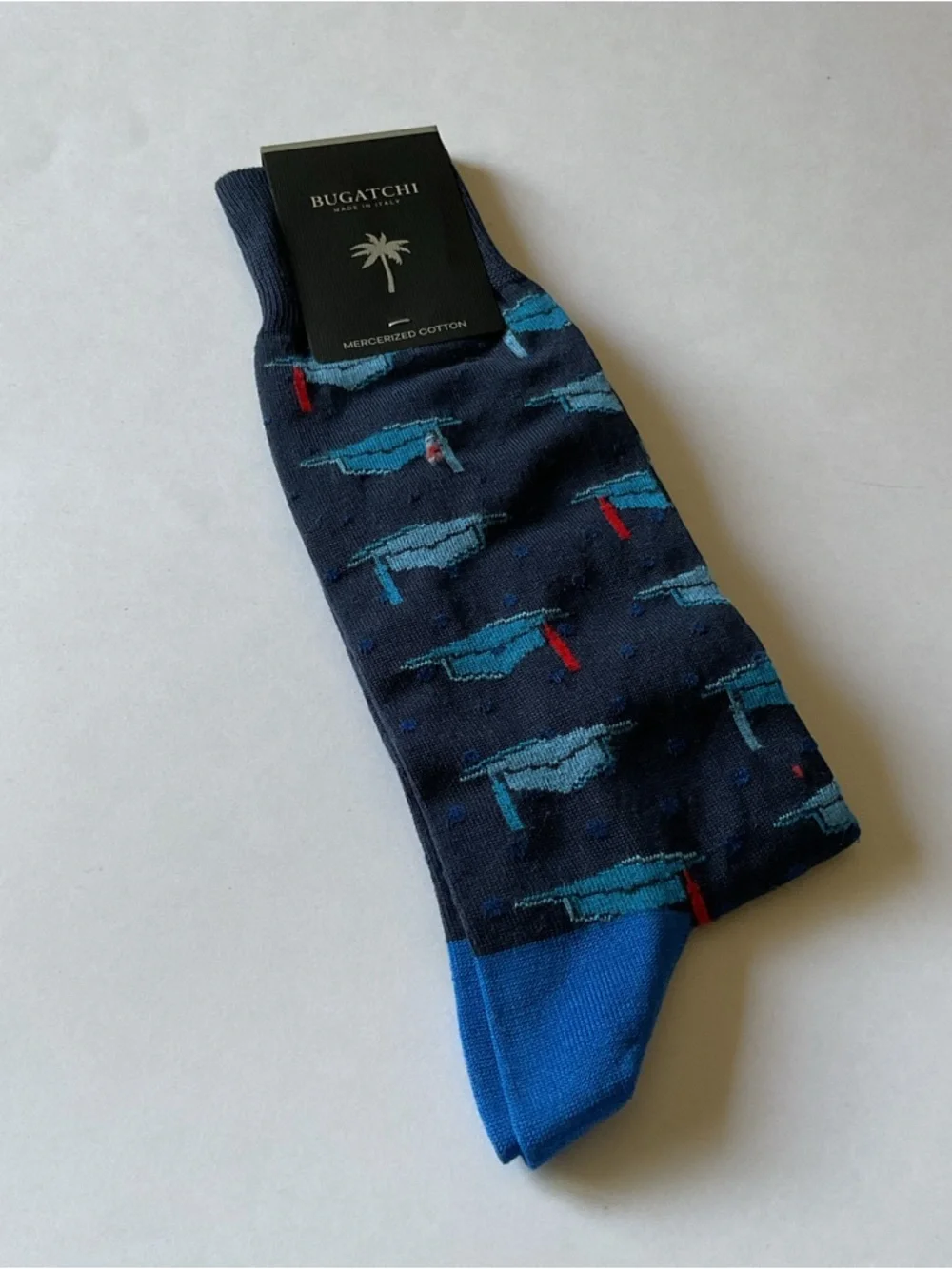 BUGATCHI MENS COTTON SOCKS GRADUATION THEME BLUE CAPS RED TASSELS OS NWT